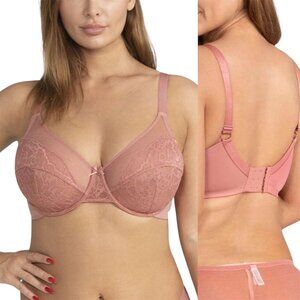 HSIA Enchante Light Coral Lace Underwire Bra, size 40H/90H